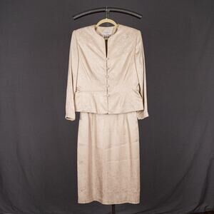 Vintage Silk Skirt Suit SZ 10 PETITE Classic Peplum Event Evening Wedding Career